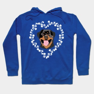 Rottweiler Dog and Cherry Blossom Heart Wreath Hoodie